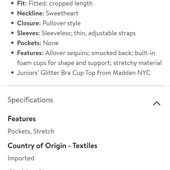 Madden NYC silver glitter sequin bra cup crop top NWOT Size M - Picture 14 of 14